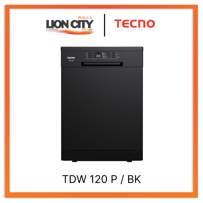 Tecno Uno TDW 120 P / BK Disherwasher Black 12 Setting TDW 120P
