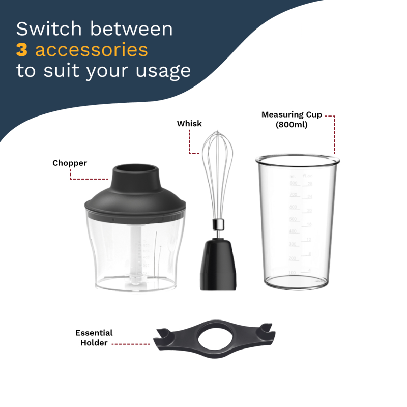 Kith HB-BSC-BK Hand Blender