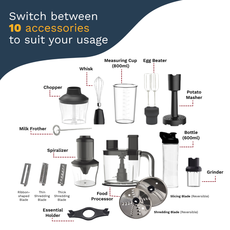 Kith HB-PRO-BK Hand Blender