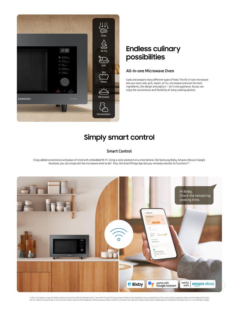 Samsung Bespoke 32L Smart Convection Microwave with Wi‑Fi Control