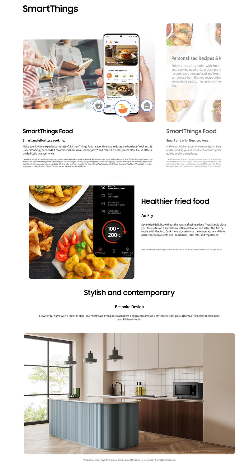 Samsung Bespoke 32L Smart Convection Microwave with Wi‑Fi Control