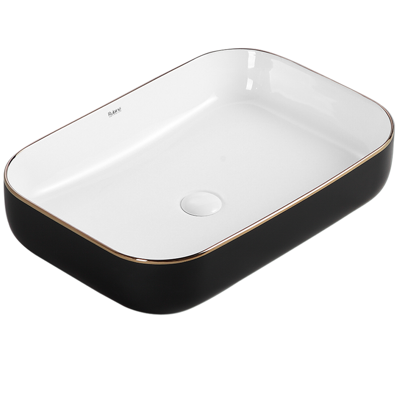Rubine EVEA 60-BW 60cm Countertop Ceramic Basin Matte Black / White