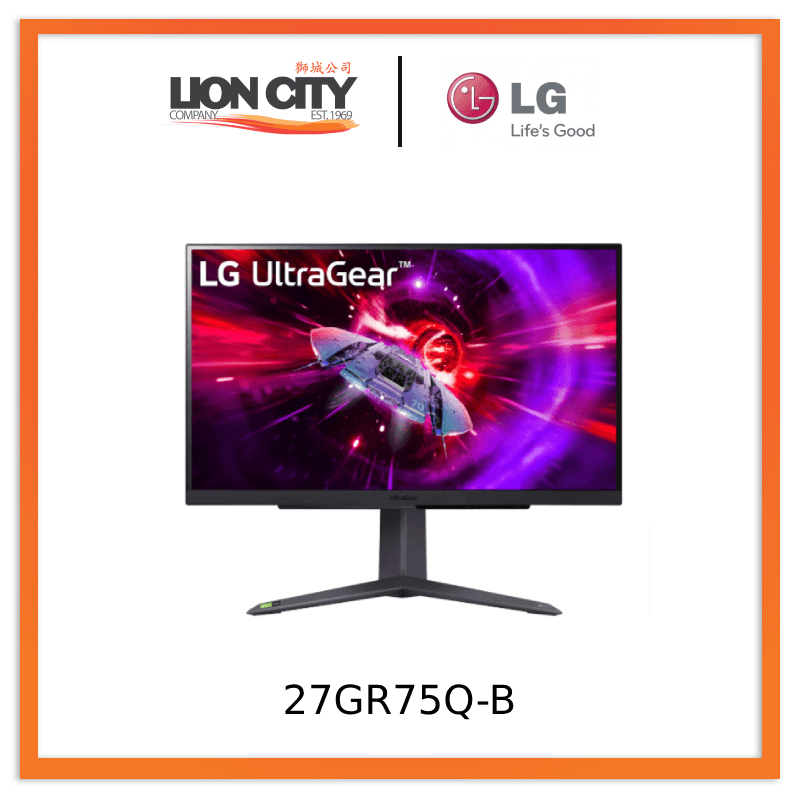 LG 27GR75Q-B 27” UltraGear™ QHD Gaming Monitor with 165Hz Refresh Rate