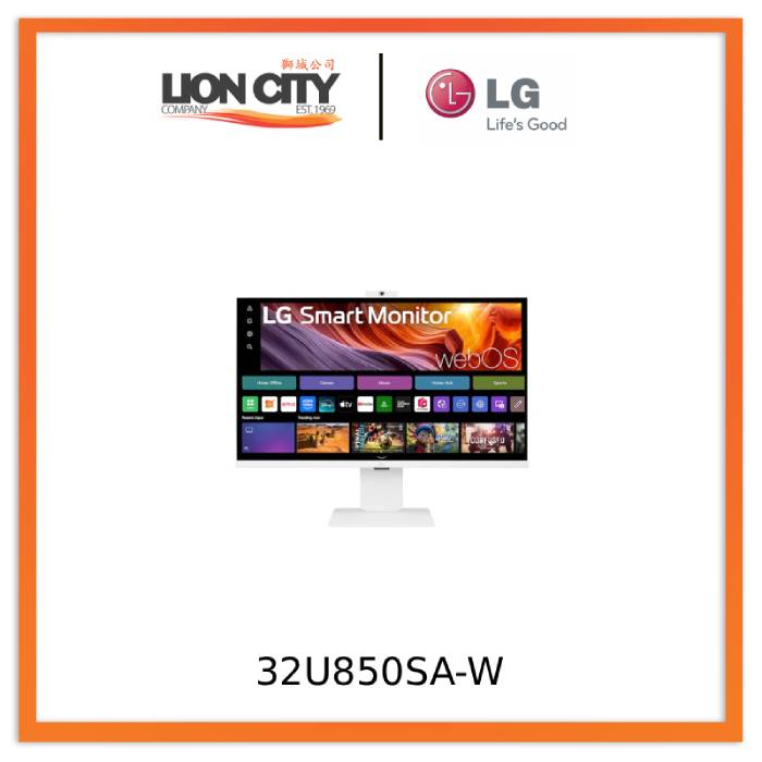 LG 32U850SA-W 31.5” 4K UHD IPS Smart Monitor with webOS and built-in FHD Webcam