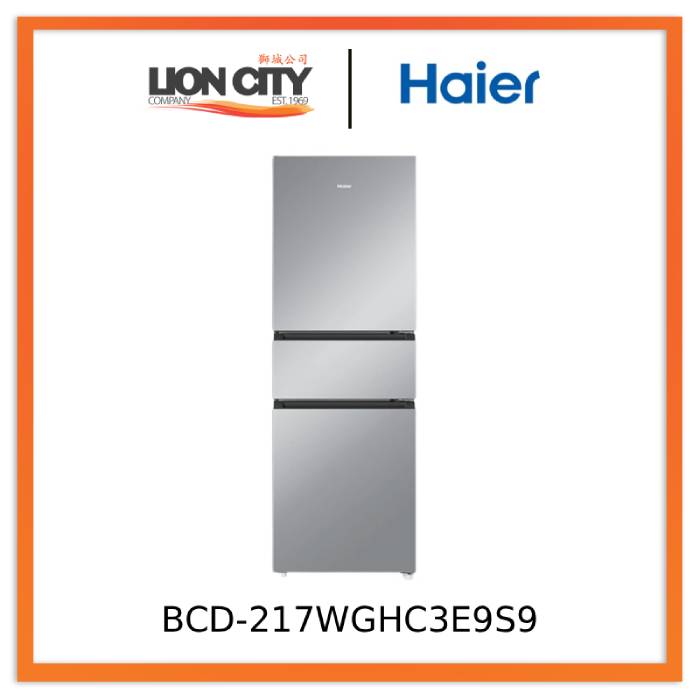 Haier 217L BCD-217WGHC3E9S9 Frost-Free Three-Door Refrigerator: Premium Energy Efficiency for Modern Homes