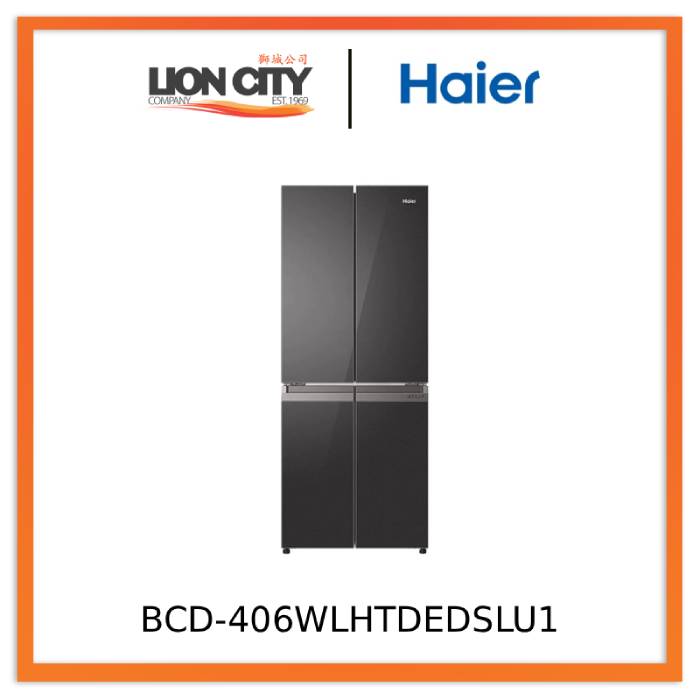 Haier BCD-406WLHTDEDSLU1 406L Cross Four-Door Inverter Refrigerator with Air-Cooled Crystal Glass Finish