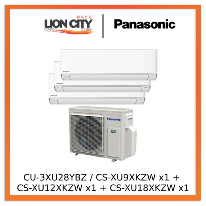 Panasonic CU-3XU28YBZ / CS-XU9XKZW x1 + CS-XU12XKZW x1 + CS-XU18XKZW x1 Xu System 3 Aircon (9k + 12k + 18k)