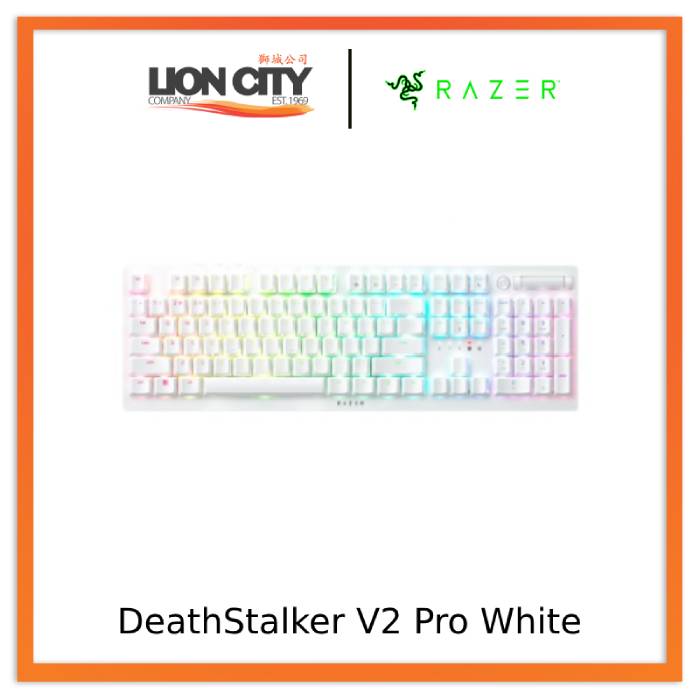 Razer DeathStalker V2 Pro Wireless Low-Profile RGB Optical Gaming Keyboard - Clicky Optical Switch - White