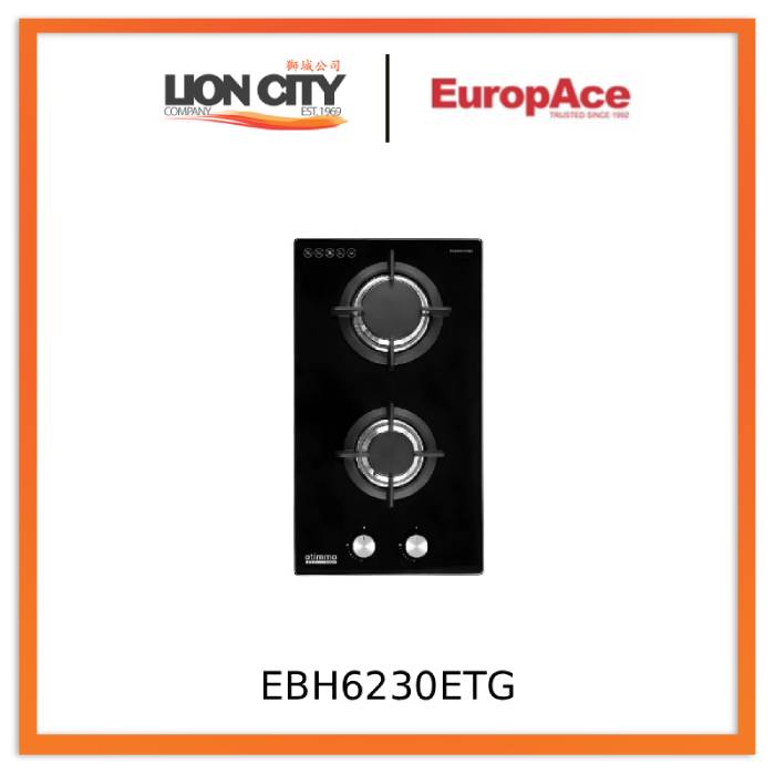 EuropAce EBH6230ETG 30cm Built-In Gas Hob (2burner)