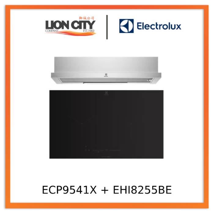 Electrolux ECP9541X 90cm UltimateTaste 300 pull-out extractor hood+Electrolux EHI8255BE 80cm UltimateTaste 700 built-in induction hob with 2 cooking zones