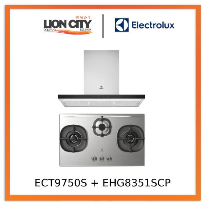 Electrolux ECT9750S 90cm UltimateTaste 500 chimney cooker hood+EHG8351SCP (PUB) 82cm UltimateTaste 500 built-in gas hob with 3 cooking zones