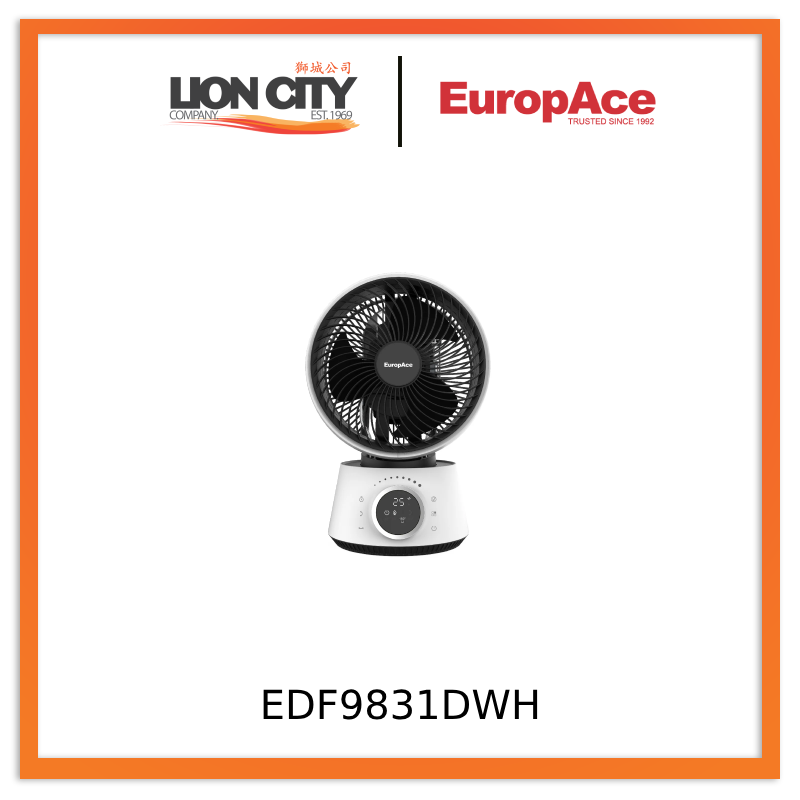 Europace EDF9831DWH 8" Deluxe DC Circulation Fan