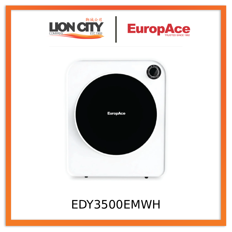 EuropAce EDY3500EMWH Moon Series 5KG Compact Dryer 99.99% Sterilization, Plug & Use