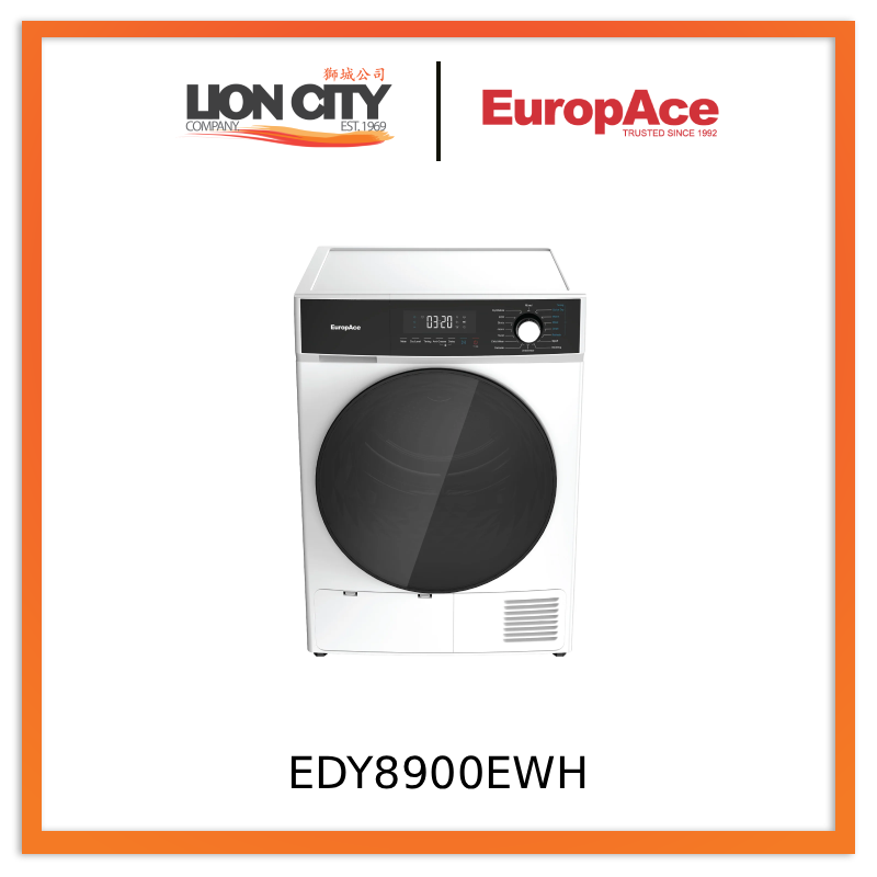 EuropAce EDY8900EGM/EDY8900EWH 9KG Heat Pump Dryer 5 Ticks Energy Saving Efficiency
