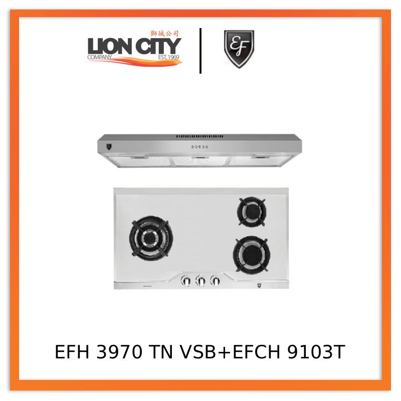 EF EFH 3970 TN VSB Gas Hob 86CM + EFCH 9103T SS Cooker Hood 90CM