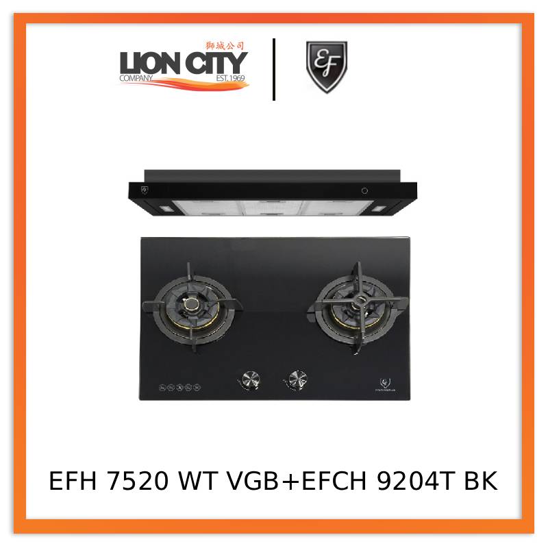 EF EFH 7520 WT VGB Gas Hob 70CM + EFCH 9204T BK Cooker Hood 90CM