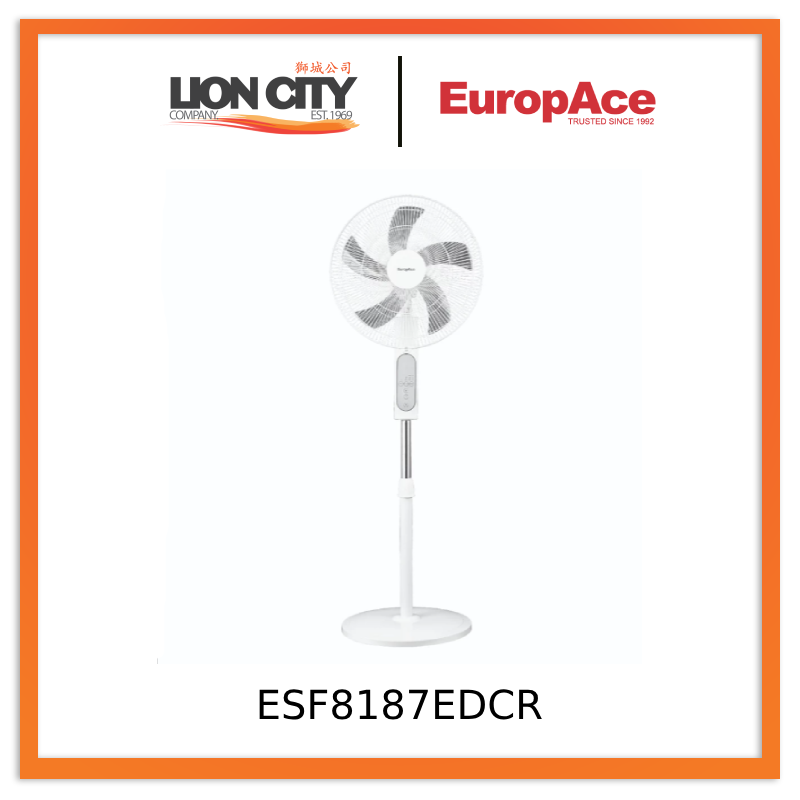 Europace ESF8187EDCR 18” Deluxe DC Stand Fan with Remote Quiet, Powerful, Energy-Efficient