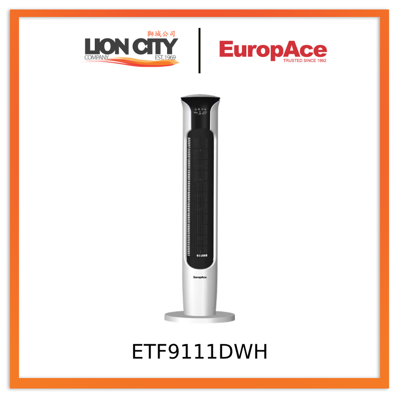 Europace ETF9111D 44" Tower Fan with Ionizer Sturdy built ETF9111DWH