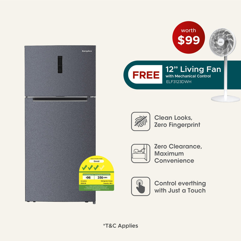 EuropAce 480L Top Mount Refrigerator ER5512EGY