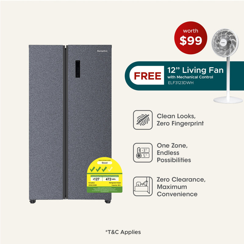 EuropAce 595L Side by Side Refrigerator ER5631ESBSGY