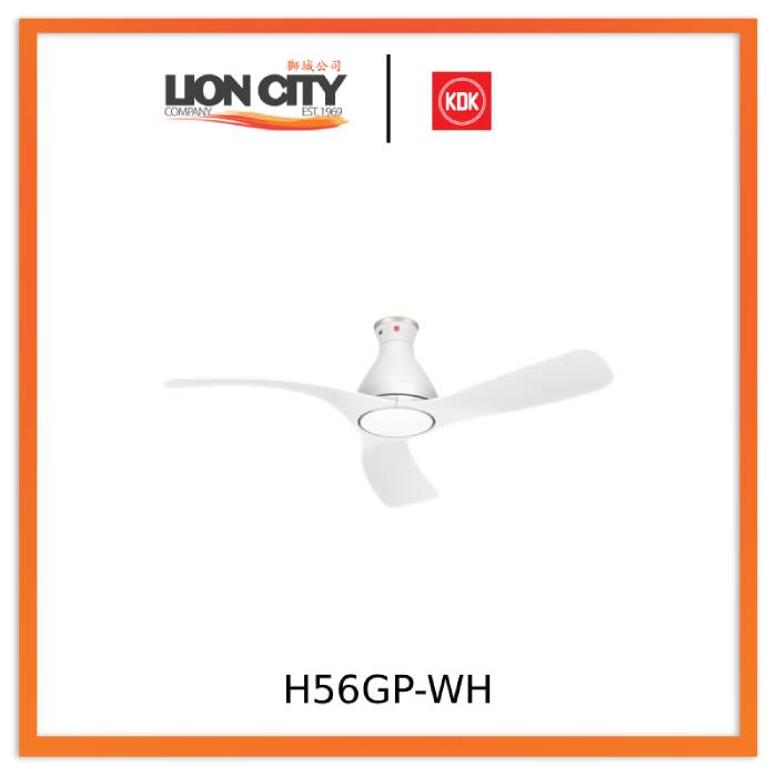 KDK H56GP-White/Black 56" Remote DC Ceiling Fan
