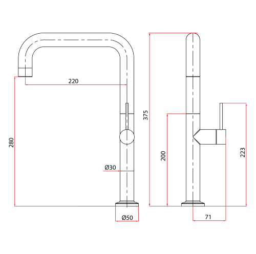 Rubine Inox Sink Mixer Cold Tap Inox 7744 GD