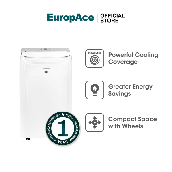 EuropAce EGAC14E3 14,000 BTU Compact Series Green Portable Aircon 320sqft, Compact Size