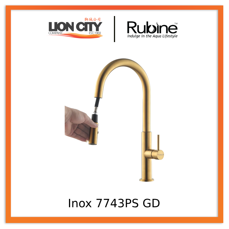 Rubine Inox Pull-Out Spray Sink Mixer/ Cold Tap Inox 7743PS GD