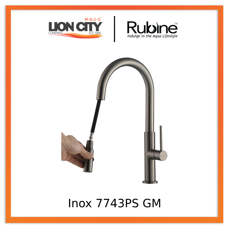 Rubine Inox Pull-Out Spray Sink Mixer Cold Tap Inox 7743PS GM