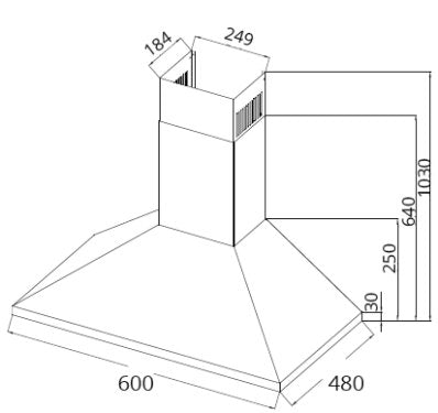 Tecno Uno KA 2038 / 60 Chimney Hood Stainless Steel 60cm, Touch Control