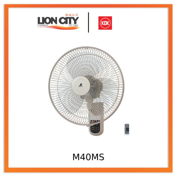 KDK M40MS Black/Grey 40cm Wall Fan w/Remote Control