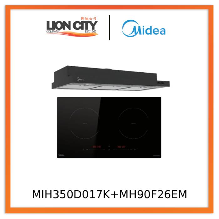 Midea MIH350D017K Induction 2 Zone Hob + Midea MH90F26EM Hood