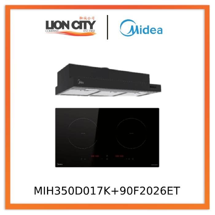 Midea MIH350D017K Induction 2 Zone Hob + Midea 90F2026ET Hood