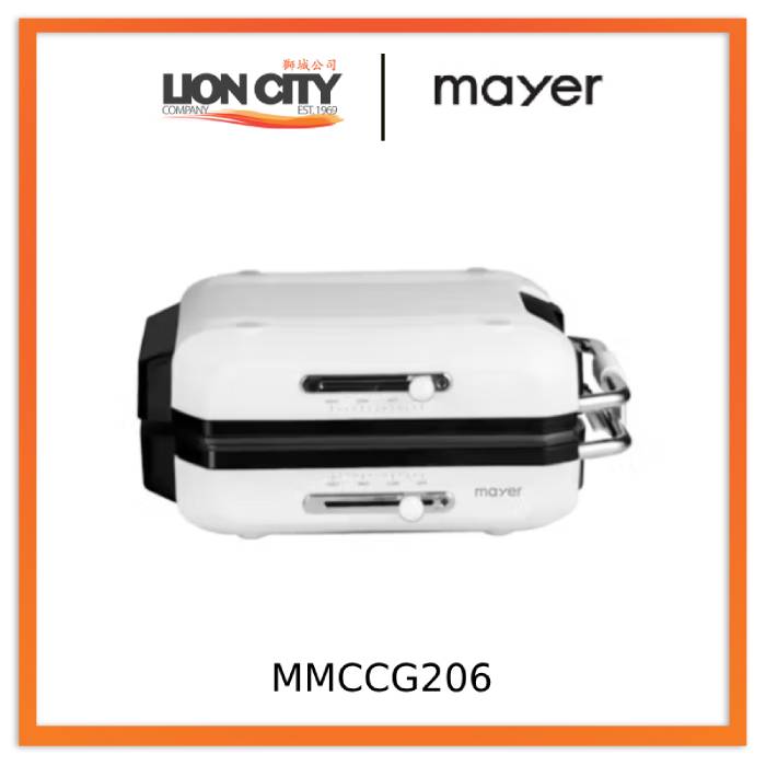 Mayer MMCCG206-WH/BK Foldable Multi-Functional Ceramic Cooker with Grill - White/Black