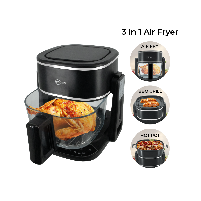 Mayer 4.5L 3-in-1 Glass Air Fryer with Grill MMGAF459G