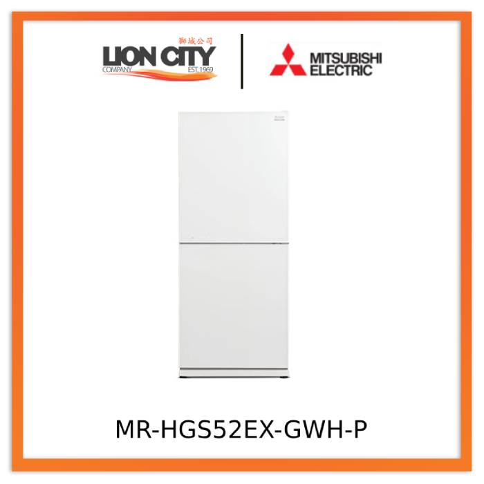 Mitsubishi Electric MR-HGS52EX-GWH-P/GBK-P 421L 2-Door Fridge