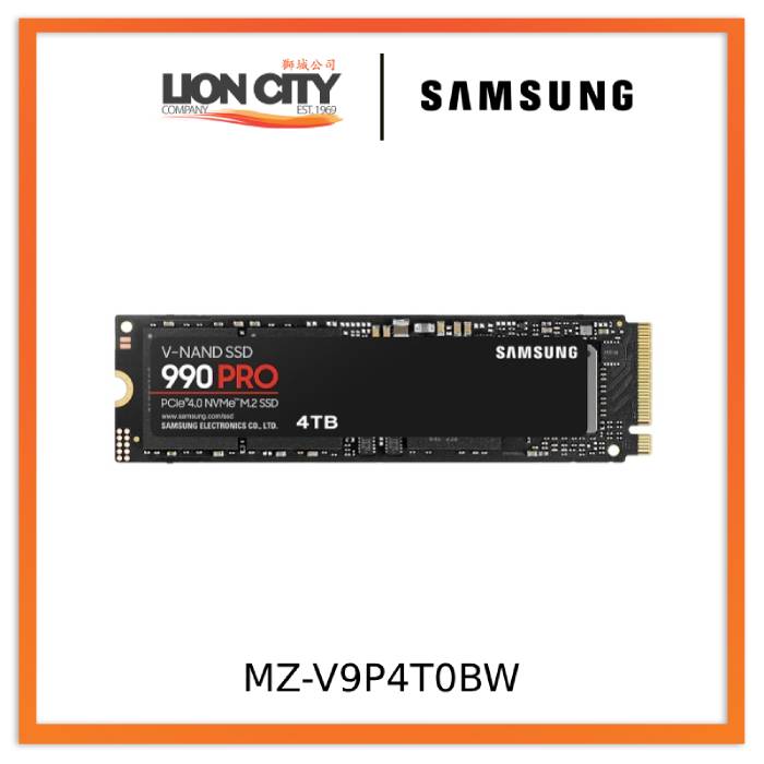 Pre-Order Samsung MZ-V9P4T0BW 990 PRO PCIe 4.0 NVMe M.2 SSD 4TB - Lion City Company