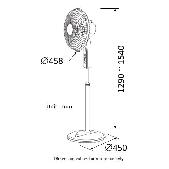 KDK P40US 16" 40cm 3-speed Stand Fan with Metal Blade (CH, WH, GL)
