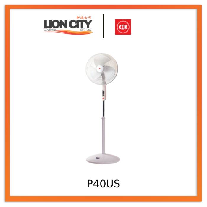 KDK P40US 16" 40cm 3-speed Stand Fan with Metal Blade (CH, WH, GL)