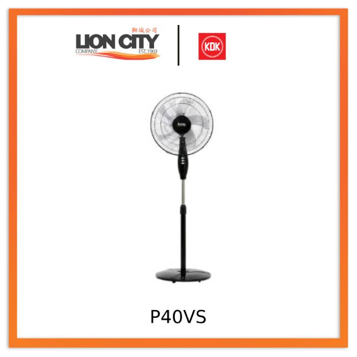 KDK P40VS Black/White 40cm Stand Fan - Lion City Company