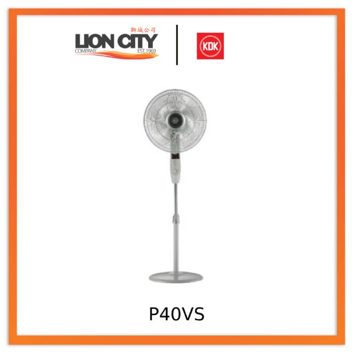 KDK P40VS Black/White 40cm Stand Fan - Lion City Company