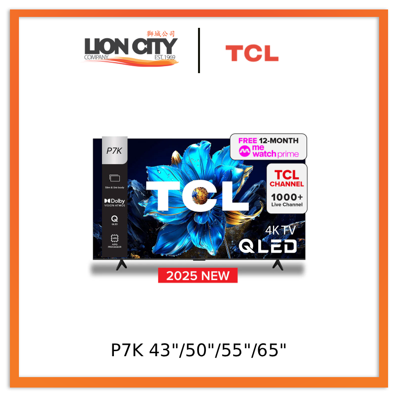 TCL P7K 4K QLED Smart TV 43"/50"/55"/65" AI Smart Google TV