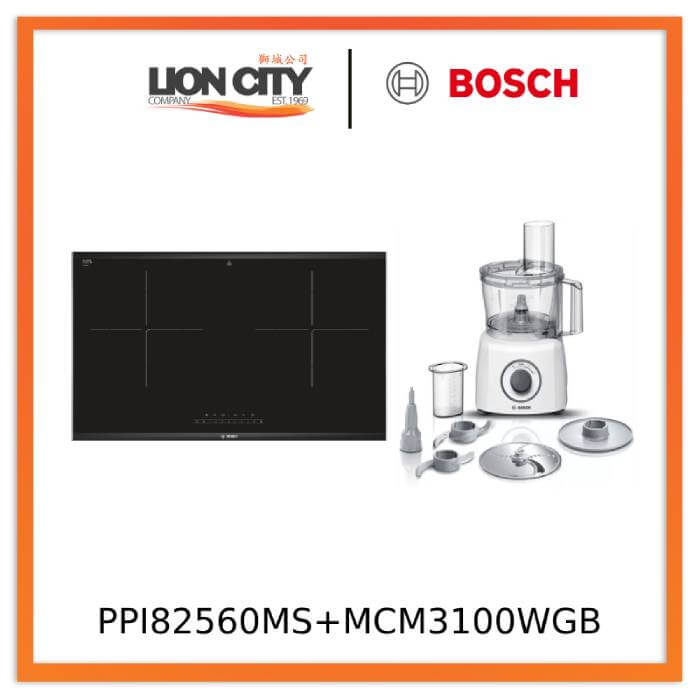 Bosch PPI82560MS 78CM Built-in Induction Hob + MCM3100WGB Food processor MultiTalent 3700 W White