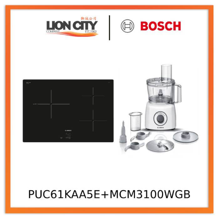Bosch PUC61KAA5E Series 2 Induction hob 60 cm Black, Surface mount without frame + MCM3100WGB Food processor MultiTalent 3700 W White