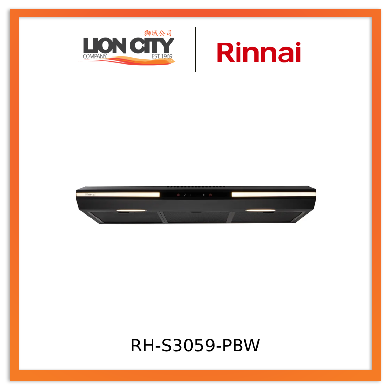 Rinnai RH-S3059-PBW LED Slimline Hood Matt Black Design - Lion City Company