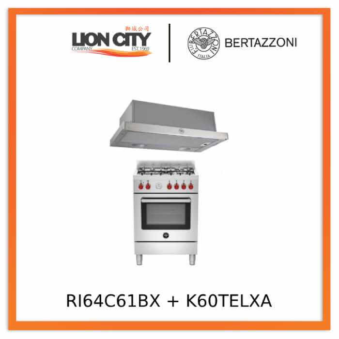 Bertazzoni La Germania RI64C61BX/XR/XB Free Standing Cooker Bundle + K60TELXA Telescopic Hood - Lion City Company