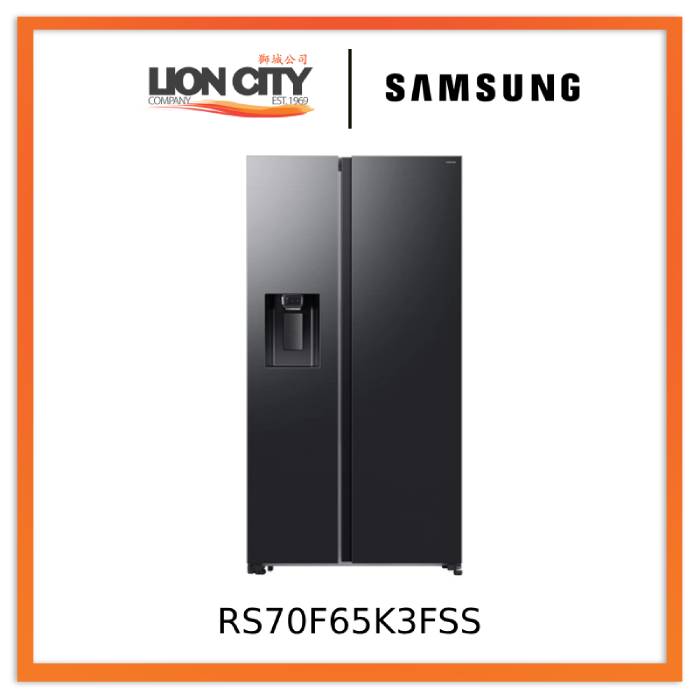 Samsung RS70F65K3FSS 635L Side-by-Side Fridge With Non-Plumbing Ice & Water Dispenser