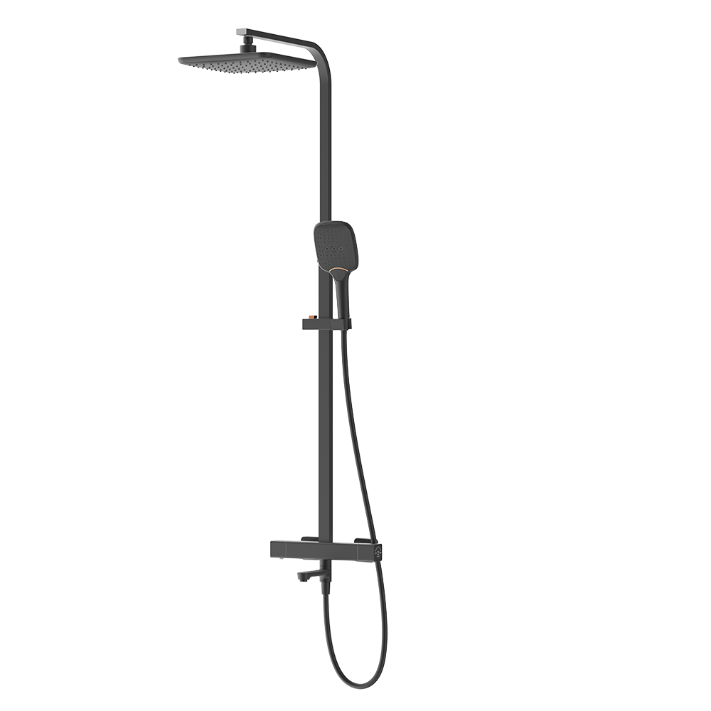 Rubine RSC-THERMO-S41-BK Rainshower Column Mixer Matte Black