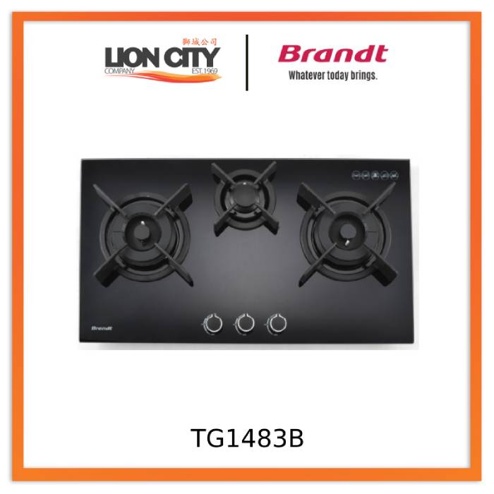 Brandt TG1483B 80cm 3 Burner Built-in Gas Hob
