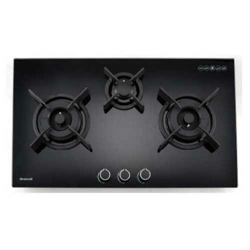 Brandt TG1493B 90cm 3-Burner Gas Hob with Cast Iron Supports